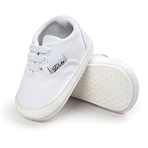 RVROVIC Baby Boys Girls Shoes Canvas Toddler Sneakers Anti-Slip Infant First Walkers 12Color (11cm (0-6months), White) by RVROVIC - Used condition - US$10.62