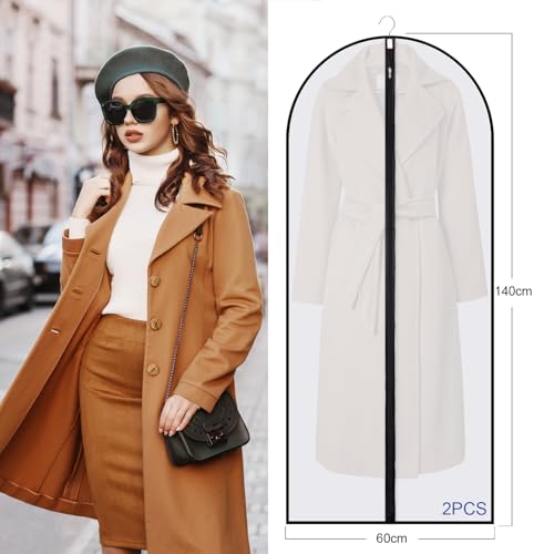 Hejo 2 PCS Long Dress Bags Covers, 60 ×140 cm Dress Bag with Zip, Garment Bags, Transparent Dress Covers Garment Bags - Image 2
