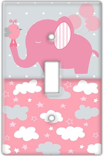 Miniatura 5 de Decorative Wall Switch Cover Plate - Baby Elephant in Pink Wall Decor Switch Plate - Cute Additional Nursery Room Decor for Girls and Baby Shower