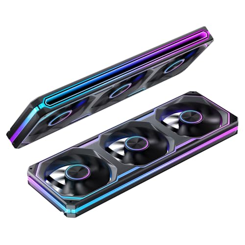Image of JONSBO XA-360B PC Case Fan, Silent Computer Fan,Dual-Light Effect, Switch At Will,All-in-One, Single Frame Unit with3x120mm ARGB Fans,3Pin ARGB, Fan 2400RPM,28MM Thick,Black