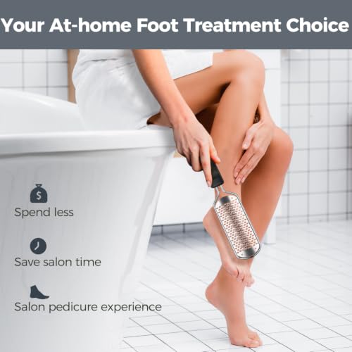 Image of Foot File Foot Scrubber Pedicure - Callus Remover for Feet Easkep Professional Grater Rasp Foot Scraper Corns Callous Removers Cracked Dead Skin Remover for Dry and Wet Feet (Black)
