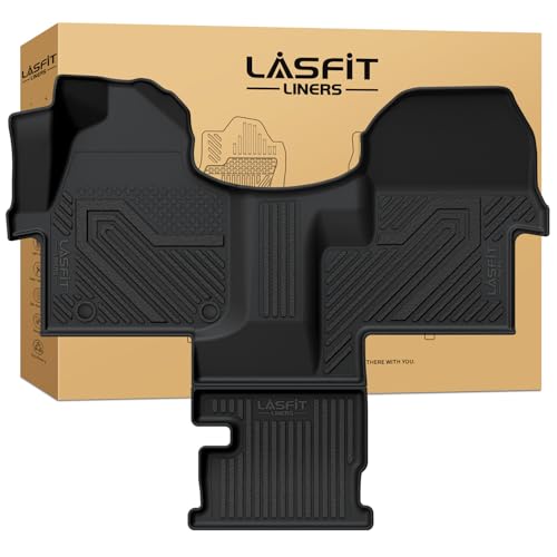 Image of LASFIT Floor Mats for Mercedes Benz Sprinter 1500 /2500 /3500 /4500 2019-2026 | Fit Cargo /Crew Van & Cab Chassis (๐๐จ ๐๐จ๐ซ ๐๐๐ฌ๐ฌ๐๐ง๐ ๐๐ซ ๐๐๐ง), All Weather TPE Fit for 1st Row with Aisle Liner