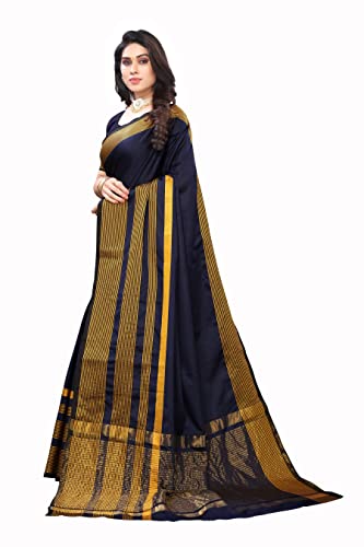 Image of VJ Fashion Women Cotton Silk Saree With Blouse Piece freesize