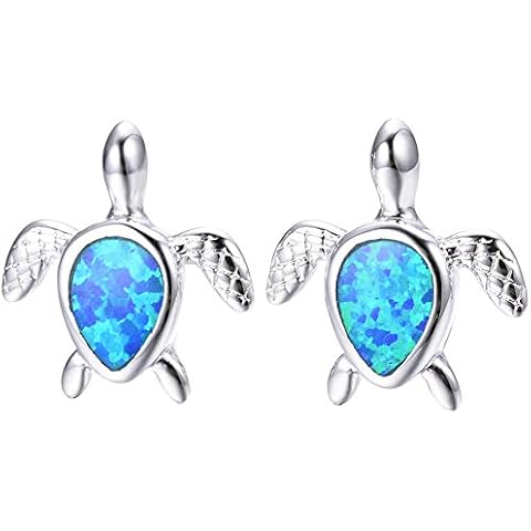 Hotie Silver Turtle Opal Stud Earrings Cover