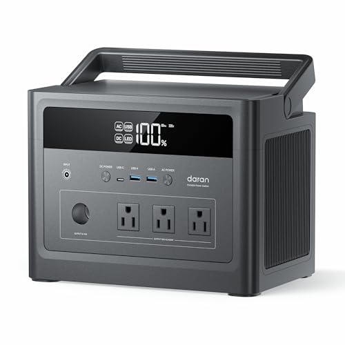 Image of DaranEner 600W Portable Power Station (1200W Peak), 576Wh LiFePO4 Battery Solar Generator with 3 AC Outlets, Emergency Backup for Home Use, CPAP, RV, Off-Grid Power