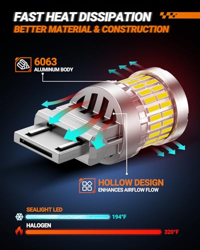 Image of SEALIGHT Reverse Light Bulbs, 3157 LED Bulb White, 700% Brighter 3156 3057 4157 4114 LED Bulb 57-SMD LED Chipset with Projector Len for Brake Light, DRL, Backup Light, Pack of 2