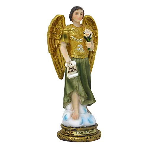 Estatua de San Gabriel Arcángel en Resina Finamente Detallada 8 Pulgadas