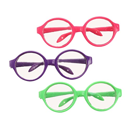 UPKOCH 3 Piezas Gafas De Muñeca Brillantina Juguetes Gafas De Disfraz De Mini Muñecas Muñeca Cosplay Gafas Extraño Accesorios para Vestir Muñecas Muñeca con Gafas Chica El Plastico