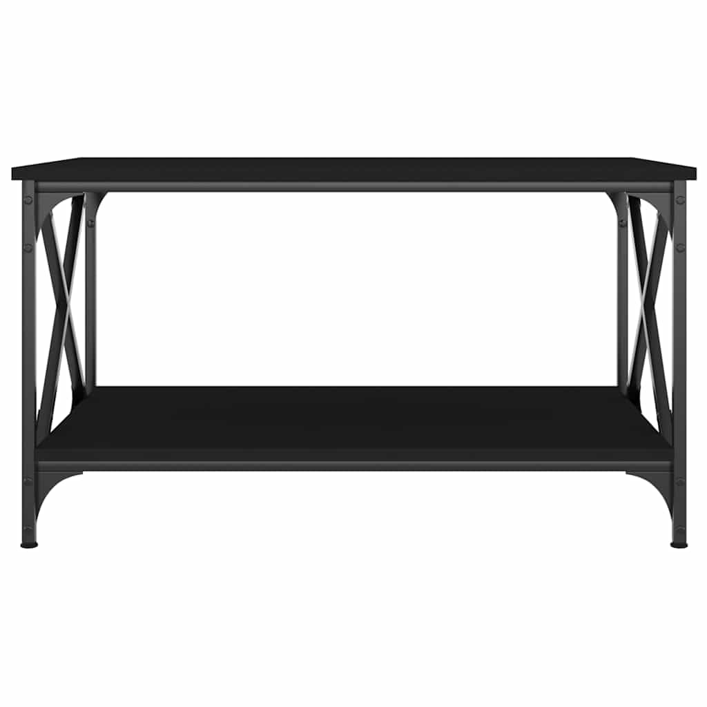 Stolik kawowy, czarny, 80 x 50 x 45 cm, materiał drewnopochodny, żelazo, do salonu, stolik pomocniczy, stolik pomocni