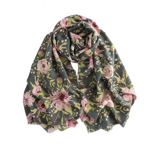 Women Warm Scarf Floral Print Long Shawl Fall Winter Soft Cashmere Feel Large Scarves Evening Dress Shawls Wrap