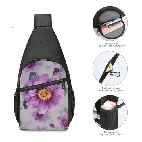 Mochila de hombro blanca con diseño floral para senderismo miniatura 5