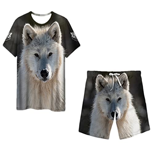 T-shirt short homme keusyoi ensemble d'été de 2 pièces motif animal relief M