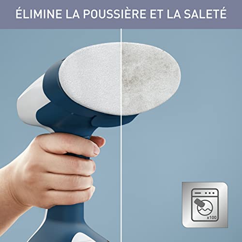Calor Access Steam Easy Défroisseur vapeur, 1400 W, Débit vapeur 25 g/min, Temps de chauffe 15 secondes, Brosses microfibre anti-poussière, tissus épais, tissus délicats, Crochet porte, Bleu DT7170C0