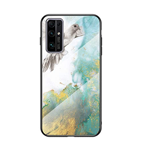 MadBee Funda para Huawei Honor 30 [con Protector de Pantalla],9H Cristal Templado [Mármol] [Resistente a los Arañazos] + Borde de TPU Silicona Suave Fundas Case Cover (Mármol 2)