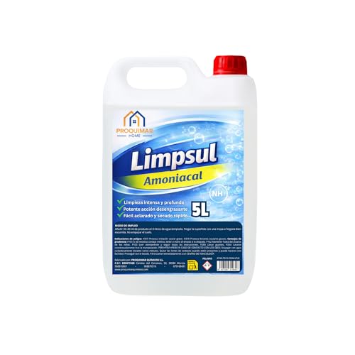 Limpsul AM Limpiador Amoniacal 5 Litros – Detergente Multiusos Con Amoniaco para Suelos, Cocinas y Superficies – Fórmula Desengrasante Potente