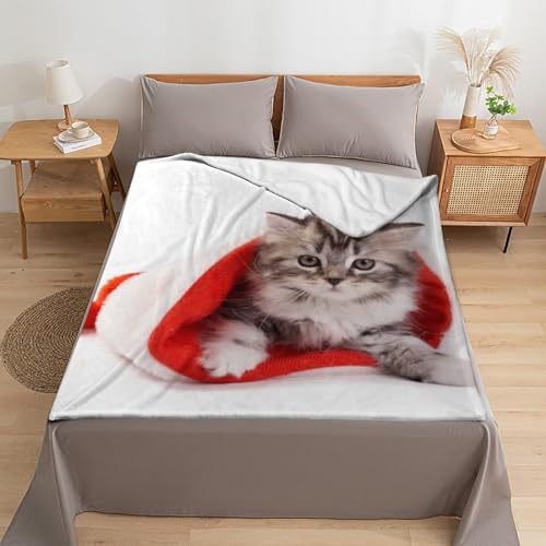 Couverture polaire chat de Noël, l'idée cadeau idéale pour lit et salon - 6