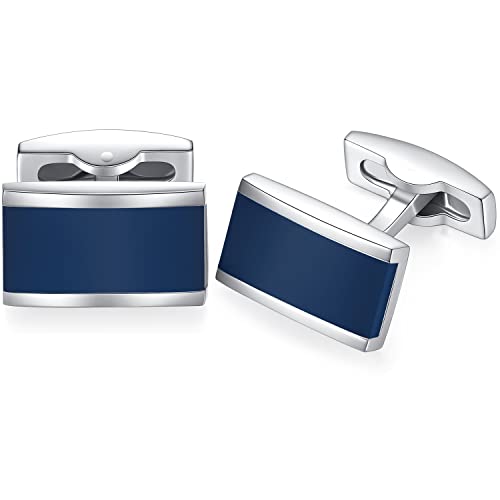 HONEY BEAR Herren Hochzeit Manschettenknöpfe Cufflinks Edelstahl Manschettenknopf (Navy blau)