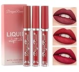 Lápices Labiales Mate De Larga Duración, 3 Piezas Lápices Labiales Líquidos De Terciopelo Brillo De Labios Lápiz...