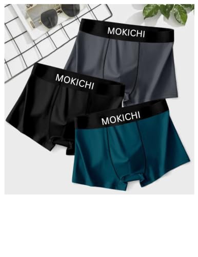 Image of Men's Ice Silk Boxer Briefs Pack of 3 | Ultra Soft Breathable Stretch Trunks | Moisture Wicking Quick Dry Innerwear | Comfortable Mid Rise Underwear