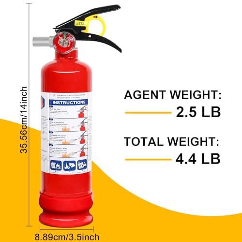2 Pack ABC Dry Chemical Fire Extinguishers with Mount, 2.5 lb 1A:10B:C Rating for Home, Vehicle, Boat, Quick Release Handle, Compact & Portable Dry Powder Extinguisher - Image 6