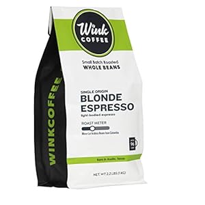 Wink Coffee Blonde Espresso, Whole Bean Coffee, 100% Arabica, Large 2.2 Pound Bag, Colombian Single Origin, Smooth, Light, and Complex, Sustainably Sourced