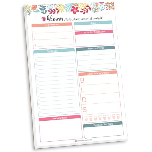 bloom daily planners Daily Planning System Tear Off to-Do Pad - Undated Checklist Notepad Organizer with Perforated Sheets - 6