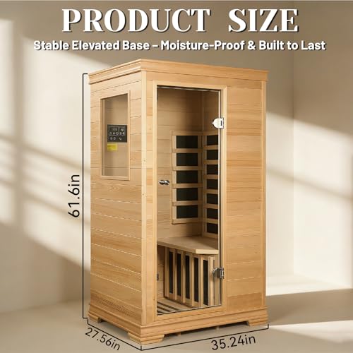 Image of Infrared Sauna,Low EMF,1 Person Sauna,Hemlock Wood,Indoor Sauna