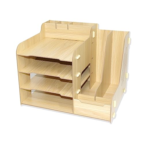 CUESVAP Organizador de mesa de madeira, organizar artigos de mesa de escritório para revistas, artigos de papelaria, documentos ou pastas