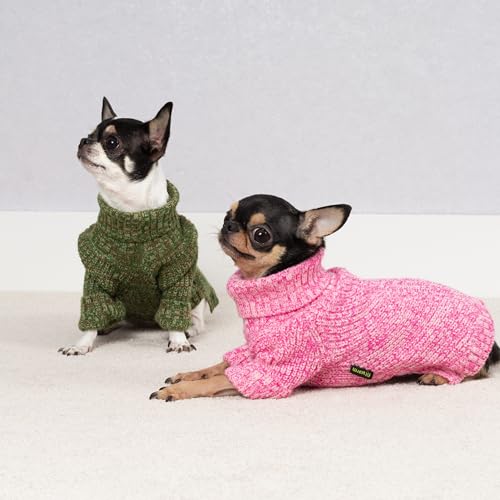 Image of Fitwarm Knitted Turtleneck Dog Sweater, Thermal Dog Winter Clothes for Small Dogs Boy Girl, Holiday Pet Outfit, Heather Green, XL