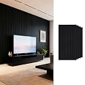 GreenClad Wood Slat Wall Panels for Wall, 4-Piece Acoustic Wood Panels for Interior Wall Decor, Sound Absorbing Decorative Panels for Accent Wall, 47.3" x 24" Each (Ebony)