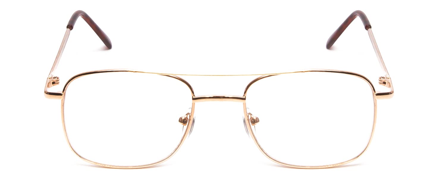Calabria 8151 Square Aviator Reading Glasses +2.75 Gold Men Women Designer Single Power Readers Light Weight Eyeglasses
