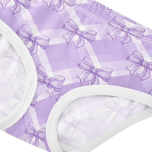 Wusikd Cute Checkered Bows Girls' Underwear Cotton Purple Girls Briefs Soft Toddler Underwear 2T4