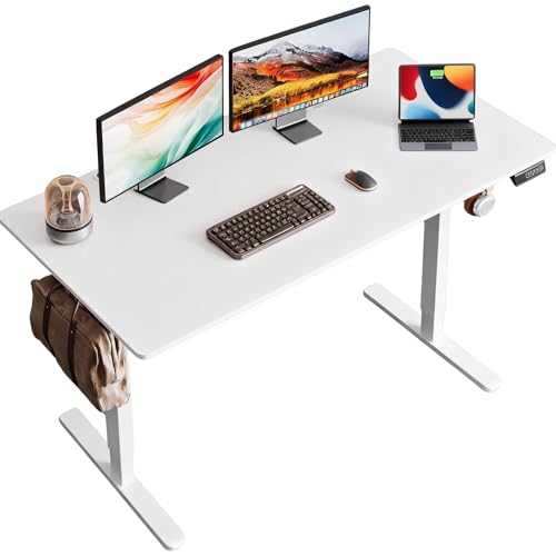 Image of DEVAISE Upgraded 48 x 24 Inch Standing Desk, One-Piece Desktop Electric Standing Desk with Adjustable Height, 3-Preset Memory Sit Stand up Desk, Computer Desk for Home, Office (White)