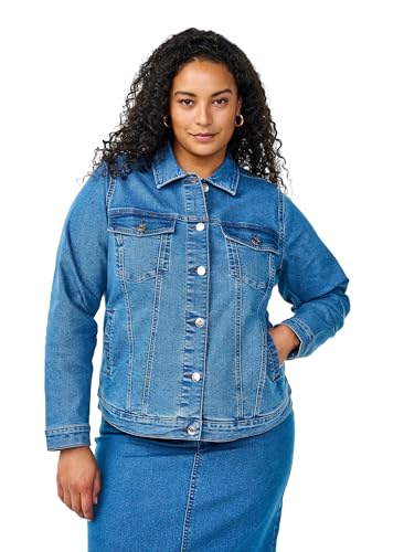 Zizzi Flash by Damen große Größen Denim-Jacke mit Taschen Größe Gr M (46/48) Blue Denim