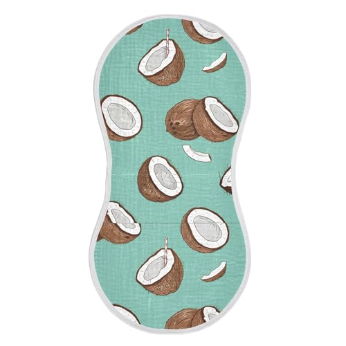 xigua Coconuts Muslin Baby Burp Cloths Set of 2, Super Soft & Absorbent Burping Rags, Cotton Burp Clothes Shower Gift for Newborn, Baby Girls and Boys