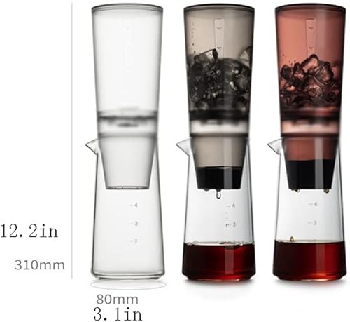 Miniatura 2 de JITEM Cafetera - Gotero de vidrio para café y té, cafetera con filtro de acero inoxidable de flujo de agua ajustable para café o té