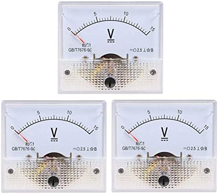 0-15V Analog Voltmeter Panel 85C1-V Gauge Meter 2.5 Accuracy for Auto Circuit Measurement Tester (DC 15V-3Pcs)