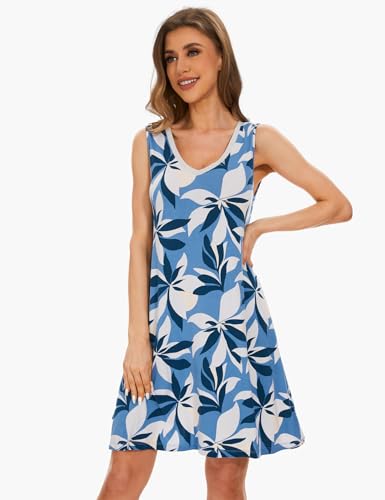 Image of GYS Cooling Bamboo Viscose Nightgowns for Women, Lightweight Sleeveless V Neck Sleep Shirt for Hot Sleepers, Soft Night dress