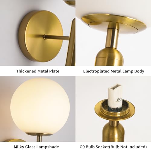 Wall Sconces Milk Glass Wall Lamp Mid Century Modern Wall Light for Bedroom Bathroom Living Room Hallway, Indoor Hallway Wall Lights - Image 3
