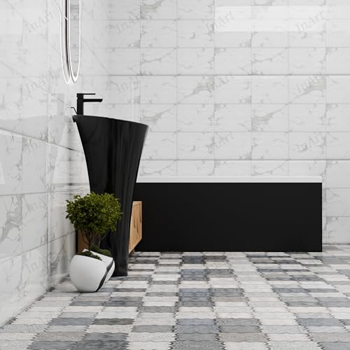 Image of InArt Ceramic Design Pedestal Free Standing Oval Wash Basin for Living Room and Bathroom (Black)