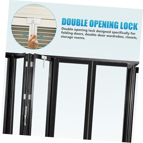 Cerradura para puerta plegable Holibanna para doble puerta, refuerzo de seguridad portátil para clóset miniatura 3