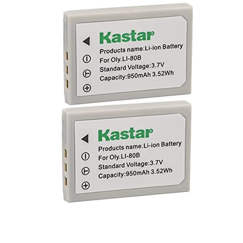 Kastar Battery (2-Pack) For Olympus Li-80B And Konica Minolta Np-900 Work With Olympus T-100,T-110,X-36 And Konica Minolta Dimage E40, E50, Kyocera Ez4033 Etc. Cameras #TOP4
