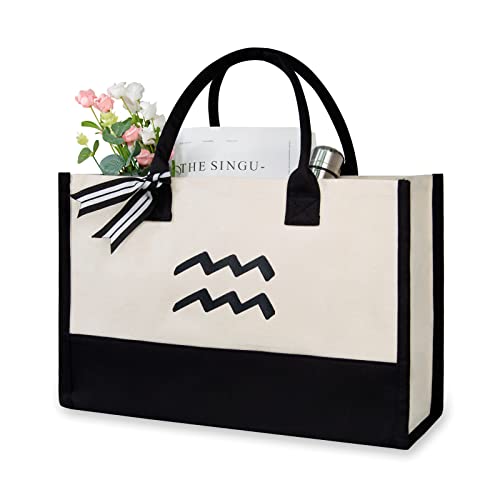 Image of TOPDesign Personalized Initial Canvas Beach Bag, Monogrammed Gift Tote Bag for Women