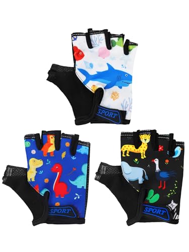 Image of Boao 3 Pairs Kids Half Finger Bike Gloves