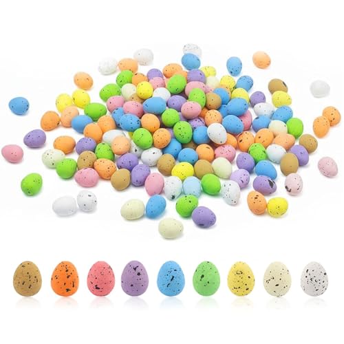 NGUP 120 Pcs Mini Easter Eggs Basket Fillers Decor Artificial Pastel Fake Bird Egg Nest Decor Craft Speckled Foam Eggs Party Small Decorative