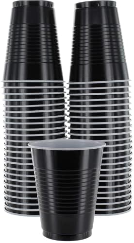 Plastic Reusable Black Colour Cup Set for Occasional Party, Strong Reusable Glass, Leakproof Recylable, Great for Water Juices Milk & More Party & Event Supplies (Set of 50pcs)