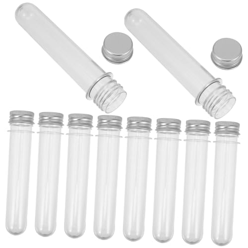 KOMBIUDA 10pcs Test Tube Candy Box Wish Bottles Transparent Plastic Tubes Candy Container Multi-function Plastic Tubes Candy Accessory Convenient Test Tubes Wedding Test Tubes Silver