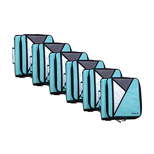 Image of Case-it The Universal Zipper Binder - 2 Inch O-Rings - Padded Pocket Holds up to 13 Inch Laptop /Tablet - Multiple Pockets - 400 Page Capacity - Comes with Shoulder Strap - Mint Blue LT-007 (6 Pack)