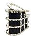 Boutique De FGG Elegant Evening Handbag with Pearl Rhinestone Bucket Bag Crystal Clutch Purses for Wedding Party Small Tote,Black