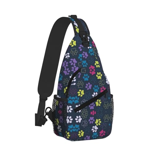 Cute Dog Paw Printing Cross Chest Bag Diagonally Sling Bag For Men Women Crossbody Shoulder Bag Travel Hiking Daypack2